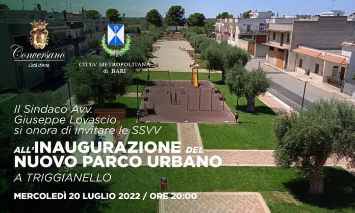 Locandina dell'evento inaugurazione parco urbano Triggianello