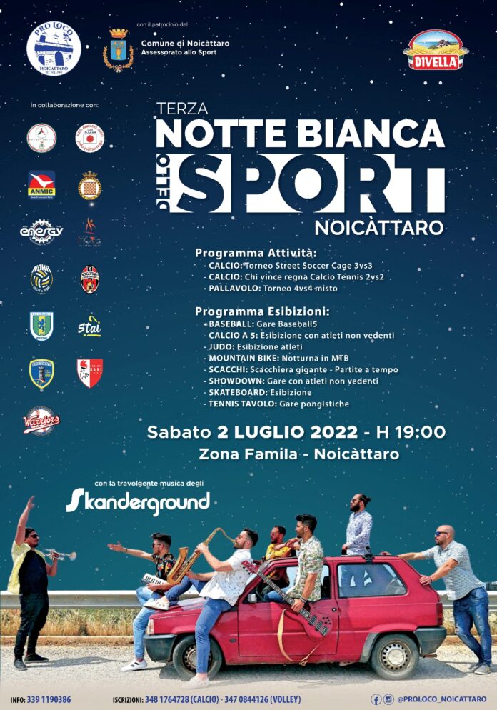 Locandina dell'evento notte bianca dello sport Noicàttaro