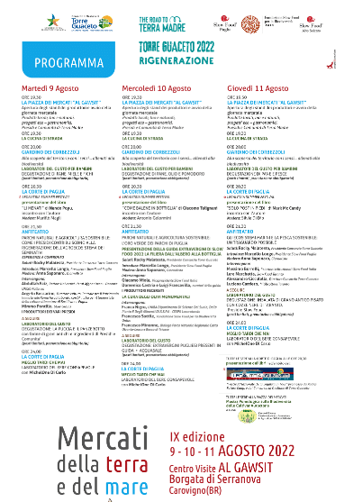Programma degli eventi Mercati della terra e del mare