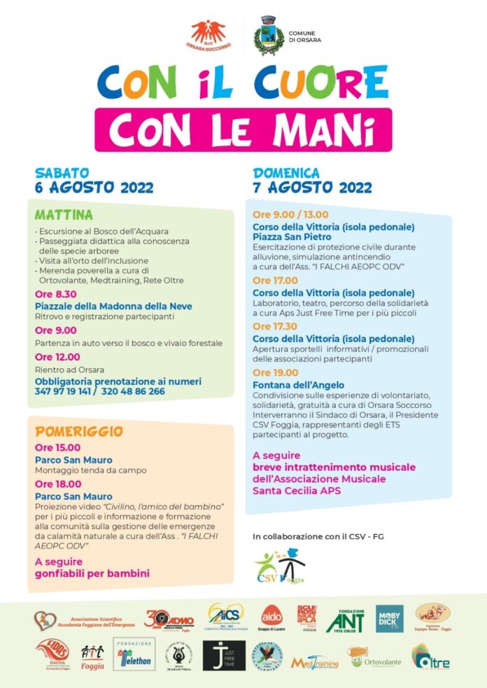 Programma degli eventi Orsara Festa del Volontariato