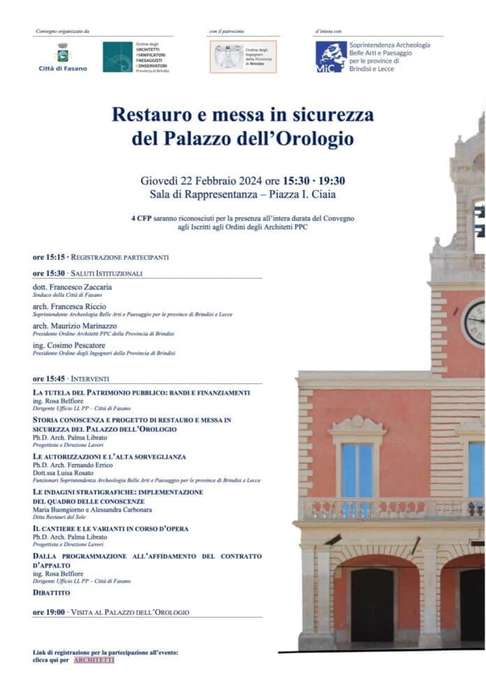 Locandina restauro e messa in sicurezza del Palazzo dell'Orologio