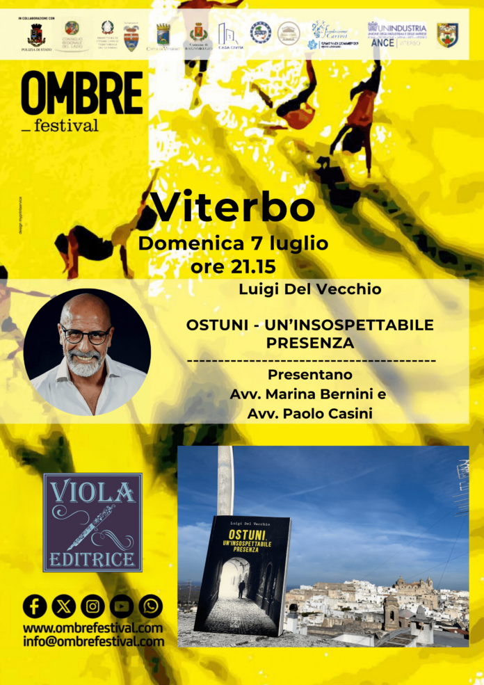 07:07:2024 - Locandina presentazione libro Luigi Del Vecchio a Ombre Festival