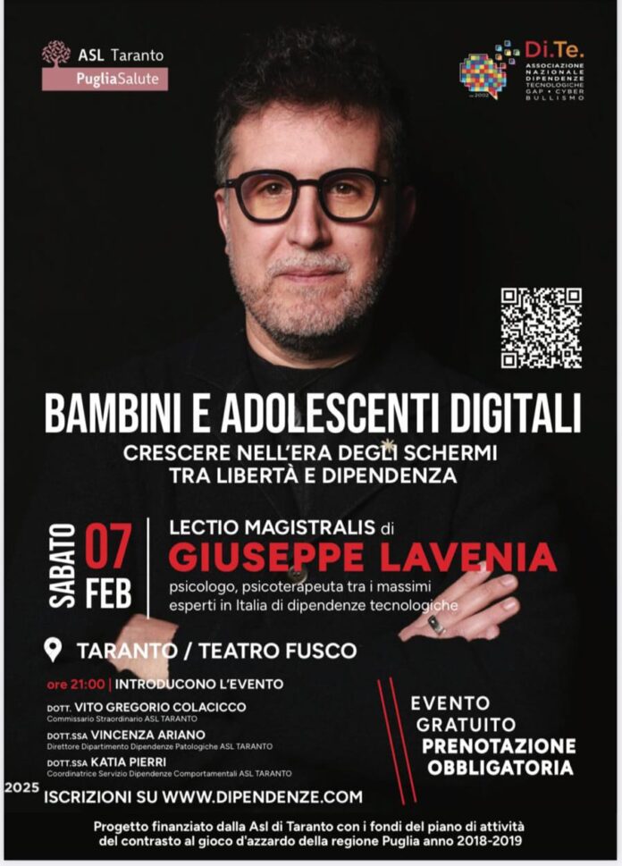 Locandina dell'evento “Bambini e Adolescenti digitali”, Taranto