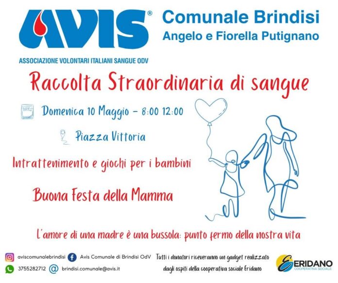 Locandina del 10 maggio per la raccolta del sangue
